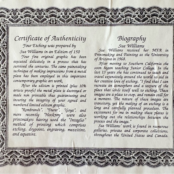 Beneath The Mountain Watercolor Print Limited Sue Williams Hand Signed 30”x22” - Picture 11 of 11